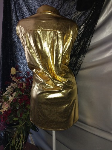 Vtg gold lame satin liquid - vtg,