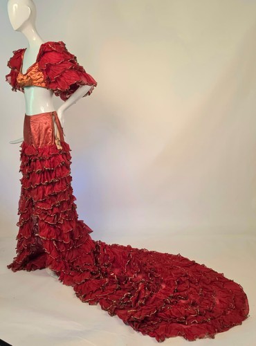 Antique 1930 red ruffle 2 - antique,