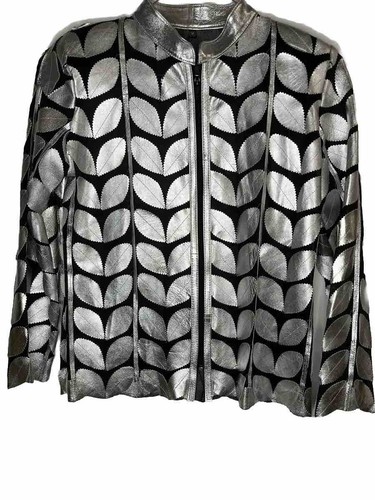 Leather leaves ladies jacket - leaves,
